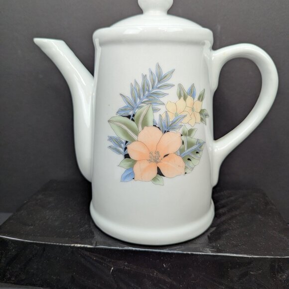 Vintage Dutchess Stoneware 6 Cup Coffee Server with Lid Floral Hibiscus Flower - Picture 10 of 10